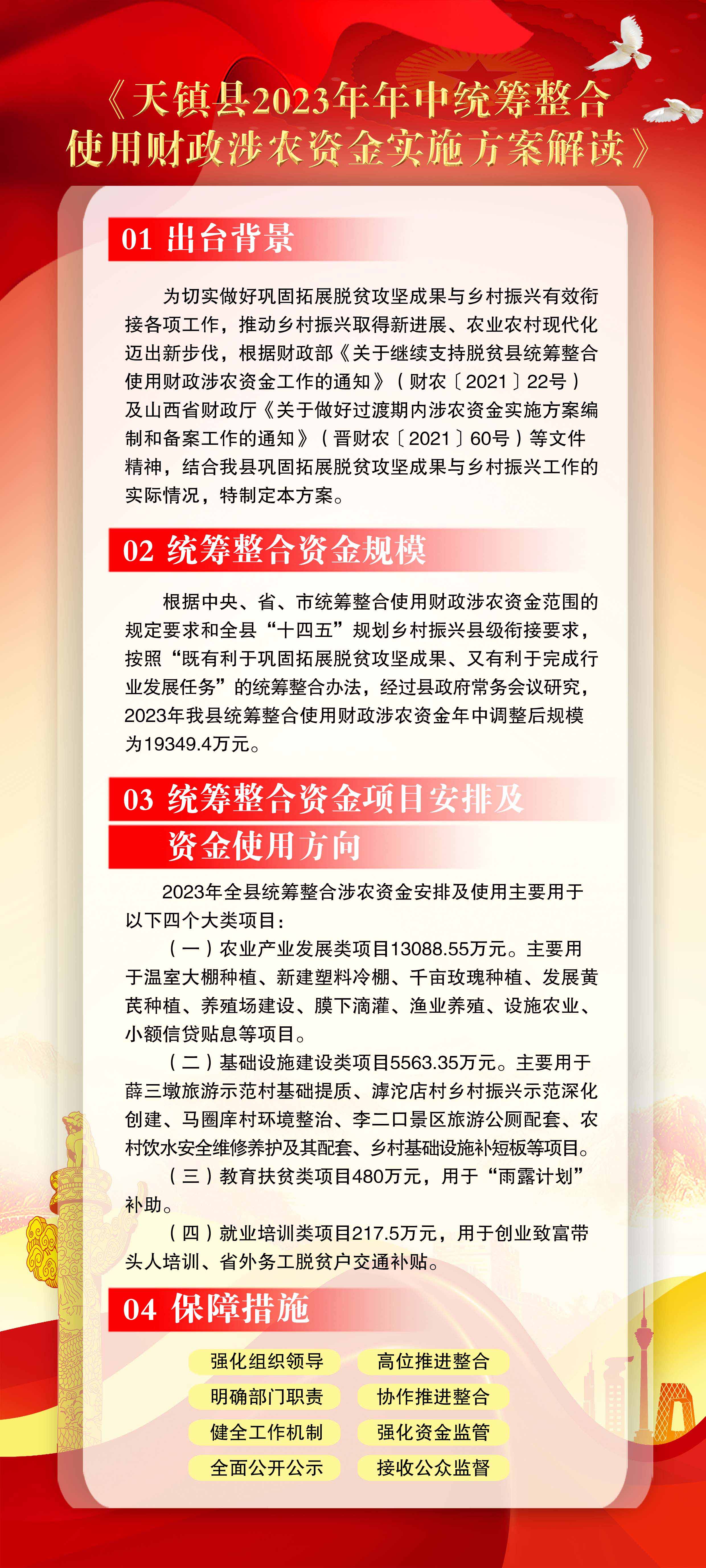 关于印发《天镇县2023年统筹整合使用财政涉农资金实施方案》的政策解读